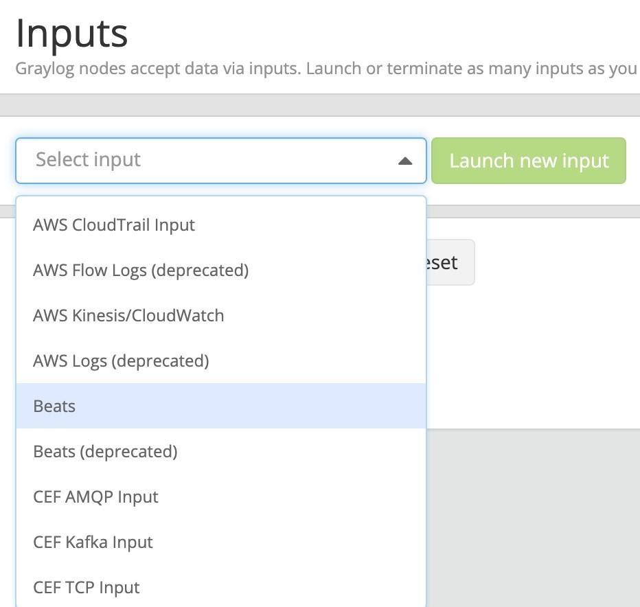 Graylog Node Inputs