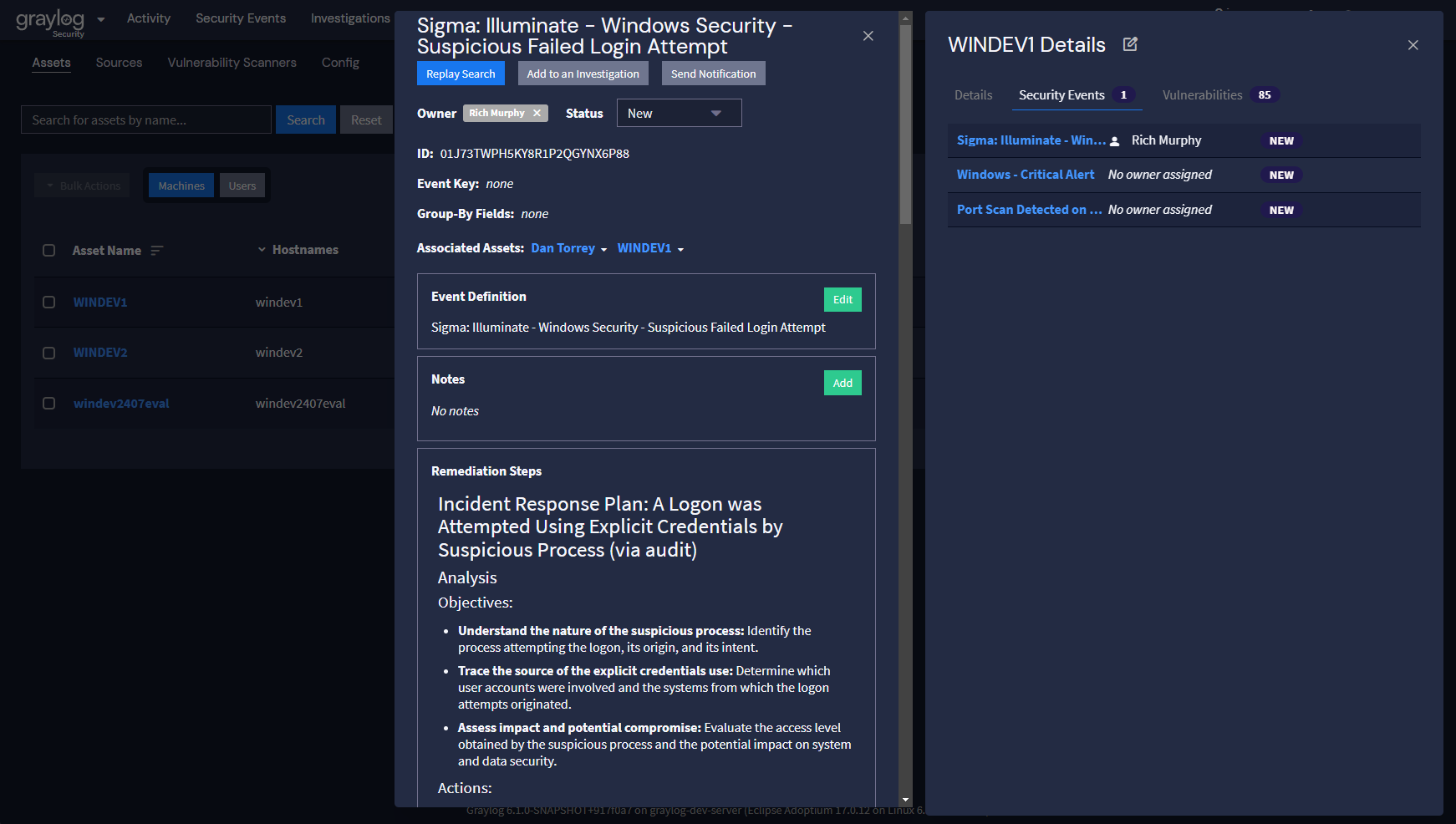 Asset Event View for Assessing and Prioritizing Risk