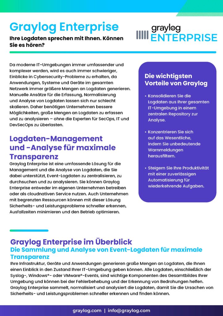 Graylog Enterprise Datasheet 6.1 cover
