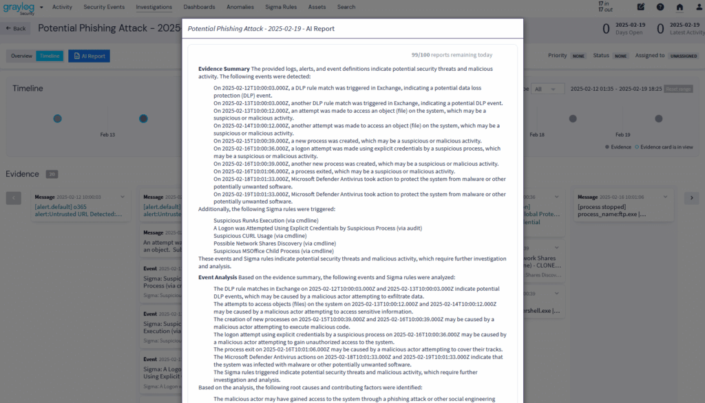 Investigations AI Reporting