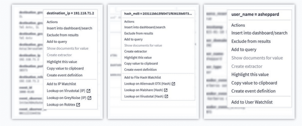 Risk Management Field Actions Menu
