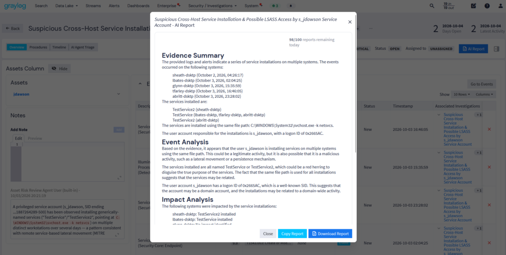 AI Investigation Report Summary